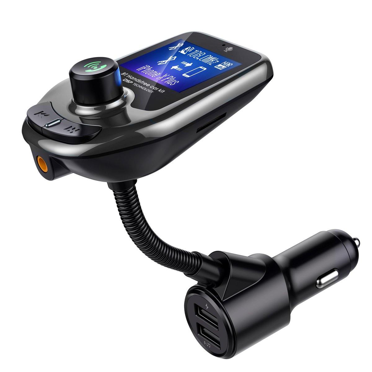 cigarette charger bluetooth 5.0 FM Transmitter 12V Socket Lighter Splitter Power Adapter Dual USB 4.8A Car with Voltage Display Dynamic HiFi CC02 TuneBoost Bluetooth FM Car