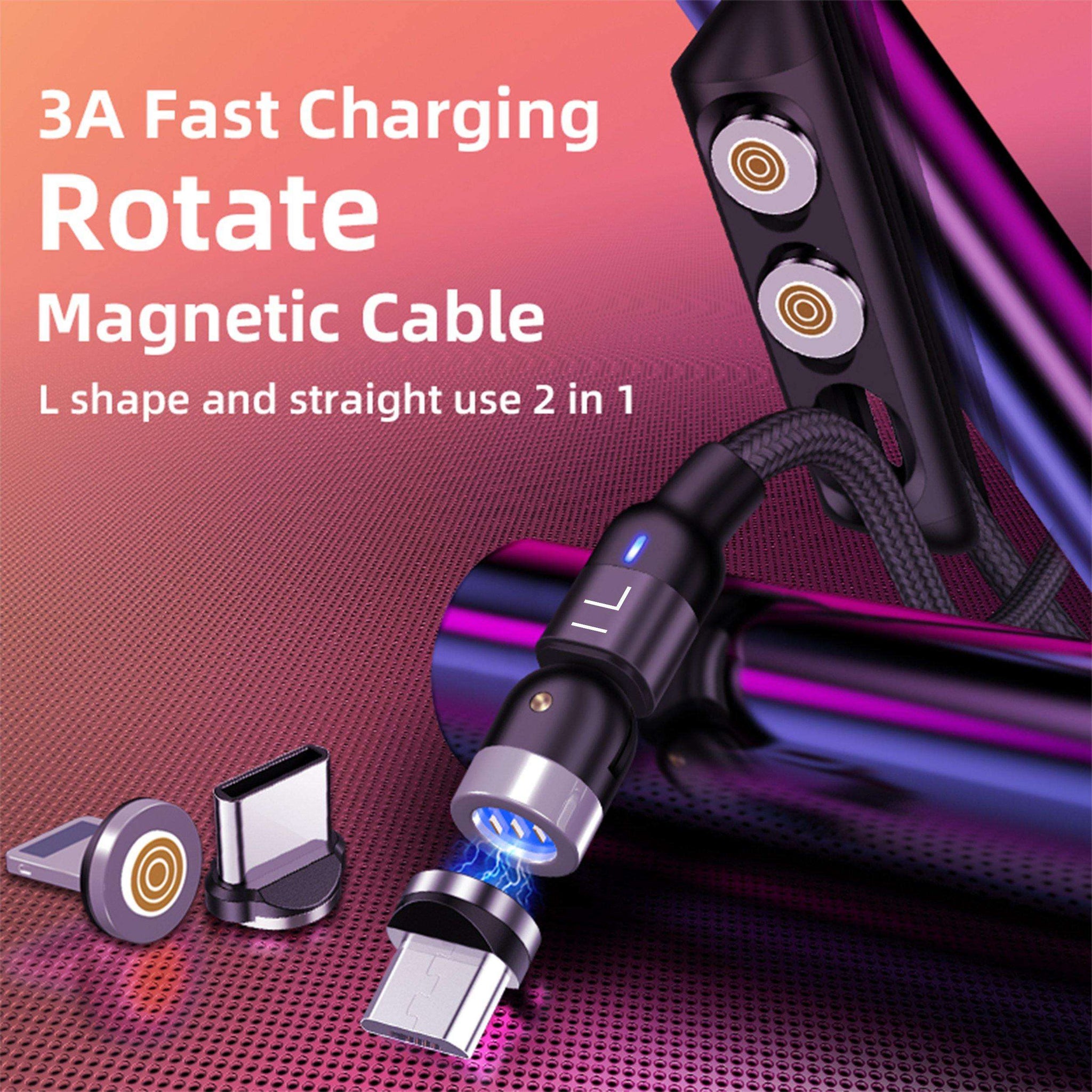 3A 540 rotation câble magnétique Micro chargeur de USB Type C pour