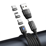 Câble de charge magnétique rapide FIELUX 6 en 1 PD60W USB A/C, compatible pour charger les smartphones avec ports de charge Micro/Type-C, appareils i-Product