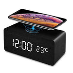 FIELUX Wooden Qi Wireless Charger With Digital Led Clock